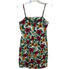 Forever 21 Womens Medium Tropical Floral Bodycon Spaghetti Strap Mini Dress Y2K