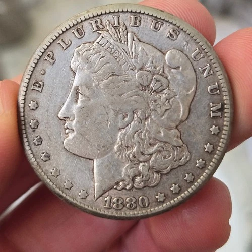1880-CC Morgan Silver Dollar VF semi key date vapq