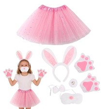 Pink Bunny Ears 6 Pieces Soft Plush Pink Headband Easter Costume
