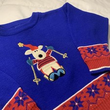 Vintage Polar Peek Acrylic Pullover Sweater Kids Size 7 Christmas Reindeer