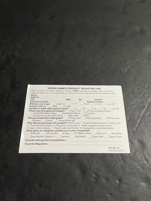 Nintendo SNES Virgin Games Registration insert Vir-sns-us Robocop Terminator