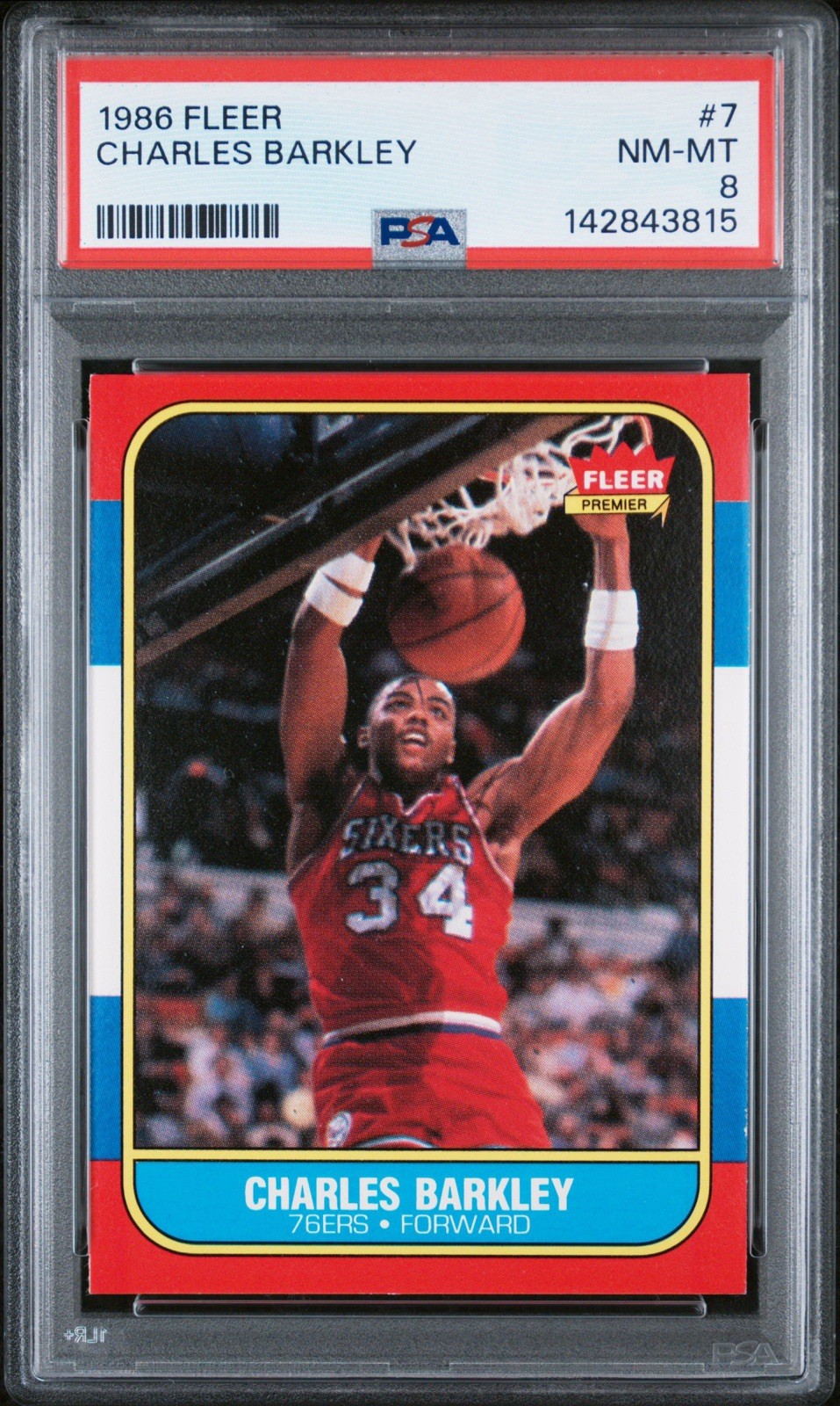 1986-87 Fleer - Charles Barkley #7 (RC) PSA 8