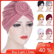 Women Muslim Knot Hijab Stretch Turban Chemo Cap Hair Bonnet Cover Under Scarf