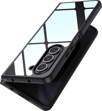 Samsung Galaxy Z Fold 5 Case Clear, Slim Crystal Hard Back Soft Black Bumper