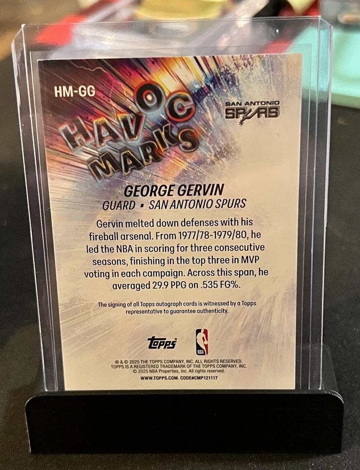 2025-26 Topps NBA GEORGE GERVIN Havoc Marks Auto🔥 Foto 2 de 2