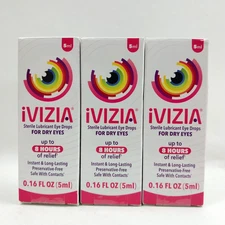 3x iVizia Sterile Lubricant Eye Drops For Dry Eyes,5mL Exp 9/2026 - Free Shippin