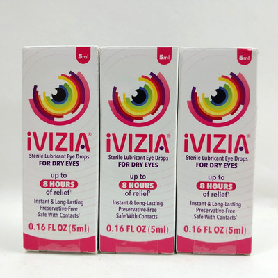 3x iVizia Sterile Lubricant Eye Drops For Dry Eyes,5mL Exp 12/2026-Free Shipping