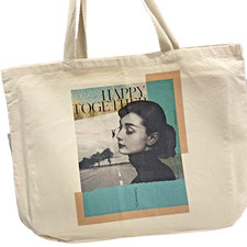 Canvas Tote Bag Vintage Film Collage Portrait Art Print Reusable Shopper 15Hx20W