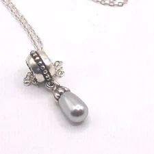 Brighton Dream Drop short necklace , removable charm   silver gray