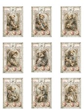 Antique Teddy Bear Love A Designer MULTI-SIZE SET Cotton Quilt Blocks