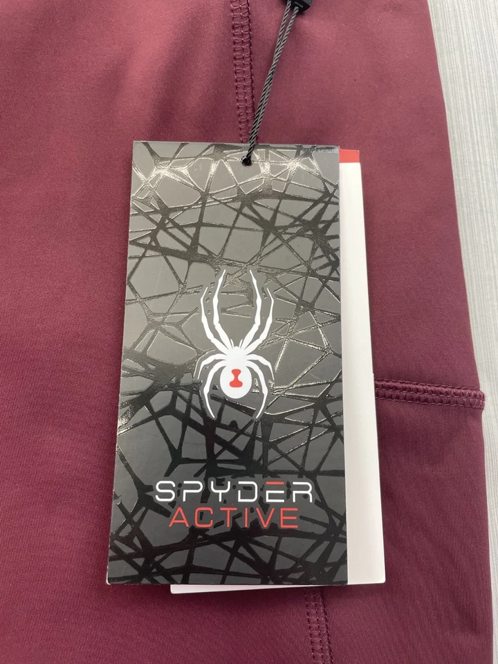 Nuevas Leggings Spyder Performance Para Mujer Talla Grande Borgoña Rojo Tobillo Foto 4 de 4