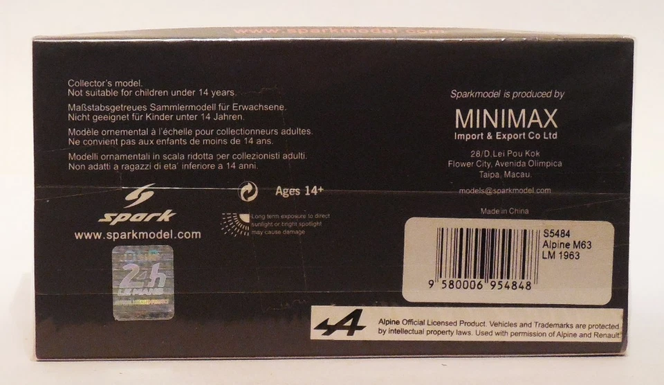 1/43 Spark S5484 Alpine M63 # 50 Boyer / Verrier  1963 Le Mans 24 Hour - Image 2 of 2