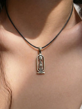 Ancient Egyptian Hieroglyph Pendant in 900 Silver, Royal Protection Necklace
