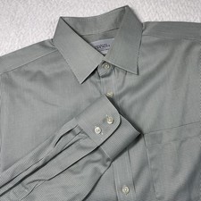 Charles Tyrwhitt Green And White Houndstooth Long Sleeve Dress Shirt Size 16.5