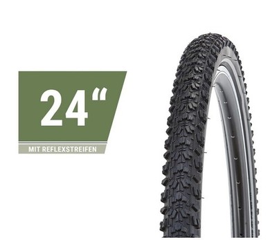 Prophete Fahrradreifen 24 Zoll 24x1.95 50-507 Reflexstreifen ATB Schwarz #13