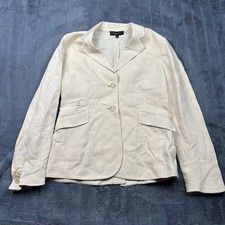 Talbots Womens Linen Blend 2 Button Blazer Jacket Cream Beige Size 8 14332