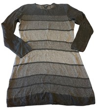 Cynthia Rowley Long Sleeve Striped Sweater Dress Gray White Casual Womens XL