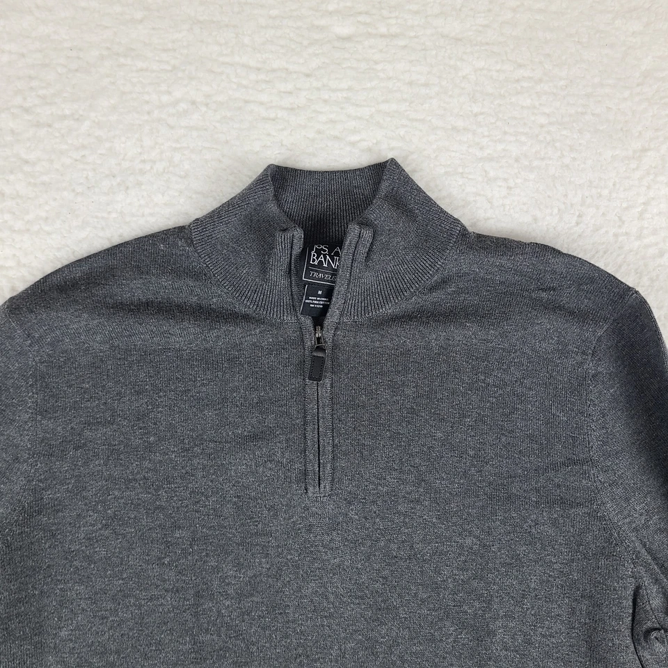 Jos A Bank Traveler Sweater Mens Medium Dark Gray Pima Cotton Sweatshirt - Image 3 of 4