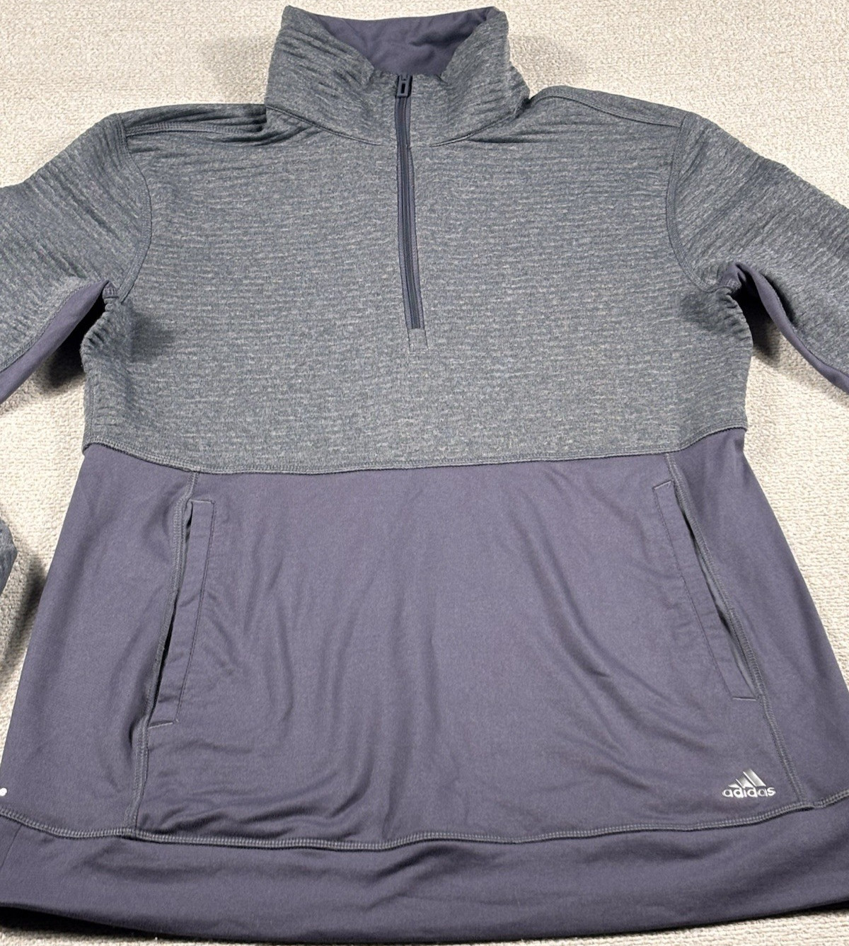 Adidas Climalite Athletic Running 1/4 Zip Pullover Women Small Gray Thumb Ribbed