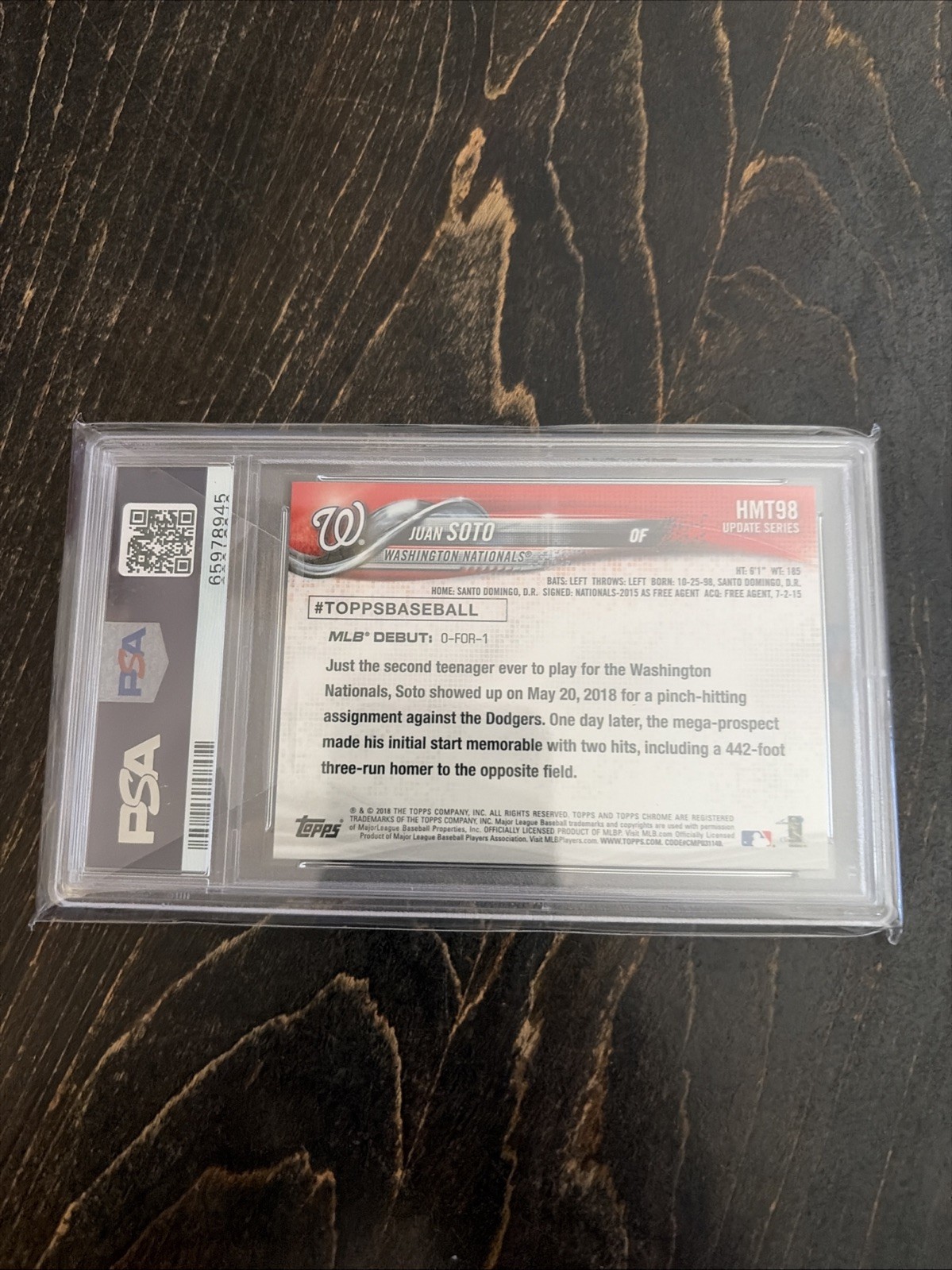 2018 Topps Chrome Update Juan Soto PSA10 view 3