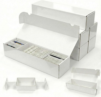 Laminated Trading Card Storage Box, 6-Pack Storage Card Box with 5-Compartment,