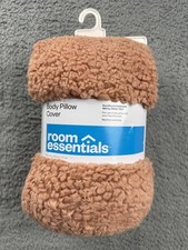 Room Essentials Body Pillow Cover Faux Sherpa 20x50 Soft Fuzzy Machine Washable