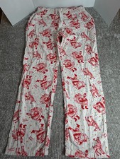 Old Navy Christmas Pajama Pants Women's M Tall Santa Reindeer White Flannel