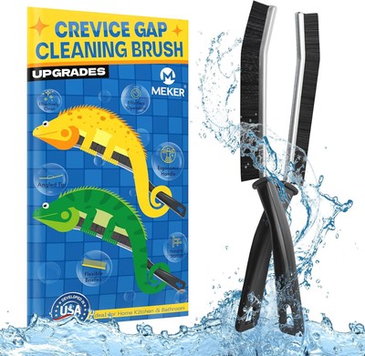 MEKER Black Gap Cleaning Brush with Hard Bristle, Set of 2, Ideal 2PCS, 