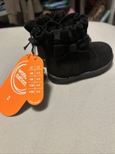 Kids Black Boots With Sides Size 2 New