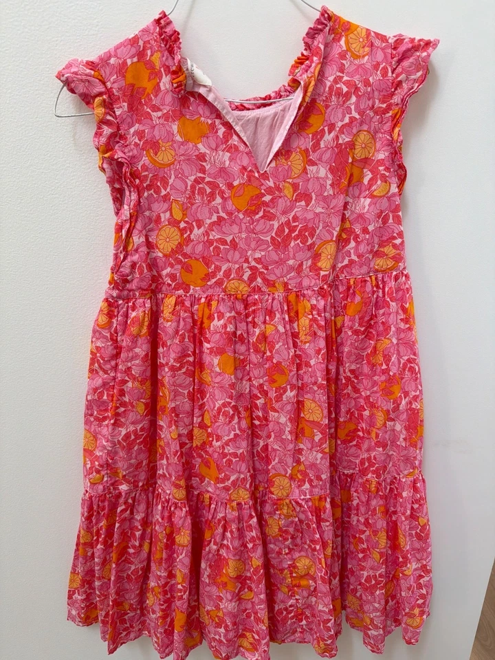 Crewcuts девочек цветочный розовый и оранжевый с оборками платье размер 10 - Изображение 4 из 4
