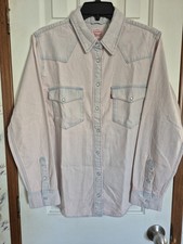 Levi's Women Ultimate Western Denim Shirt Size Large Light Wash 