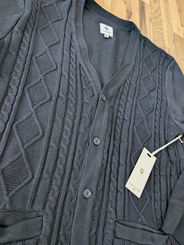 Cardigan Maglione Blu Navy Grosso Cavo Maglia Pescatore XL Papà Nonno - Foto 4 di 12