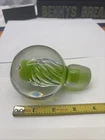 Blenko Glass Air Twist Stopper Round - Crystal Green Center