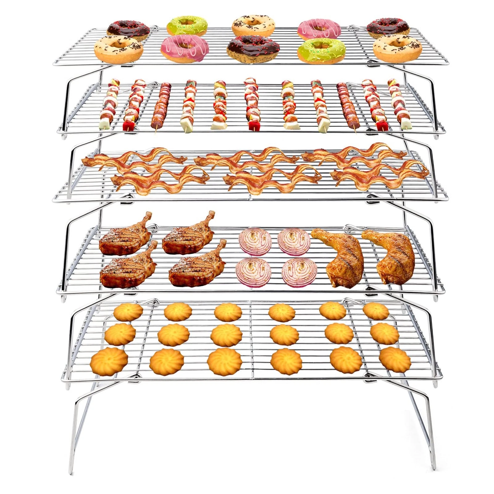Cooling Rack, 5-Tiers Stainless Steel Baking Cooling Wire Rack for Baking Roa...