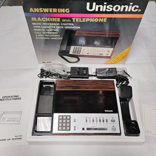 Retro Unisonic Woodgrain 7725 Answering Machine With Telephone - Original Box 