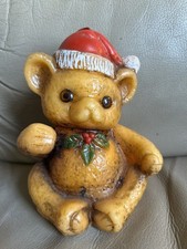 Vintage Christmas Wax Candle Teddy Bear 