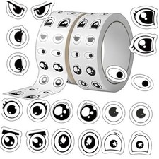 1000 Pieces Googly Eye Sticker Roll, 10 Styles Wiggle Eyes for Kids Cartoon
