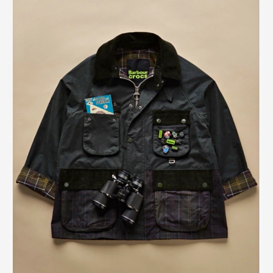 Barbour x Crocs Oversized Bedale Waxed Jacket Black Men's Size xxl NEW! image 1