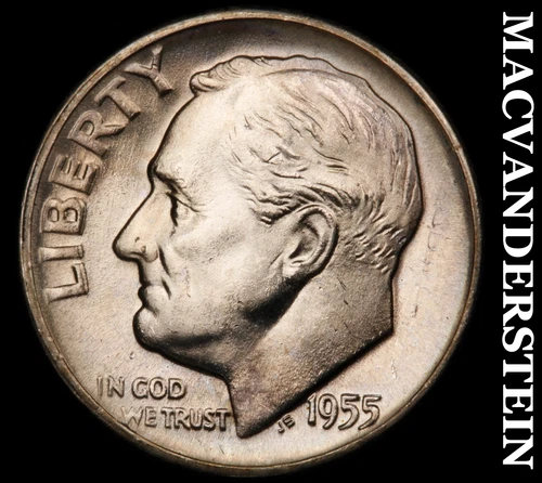 1955-D Silver Roosevelt Dime - Choice Gem Brilliant Unc  Lustrous  #i5007
