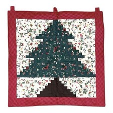 Vtg Handmade Christmas Quilted Throw Wall Hanging Tree Holiday Tapestry 30 x30