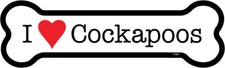 I Heart (Love) Cockapoos Dog Bone Car Magnet 2" x 7" USA Made