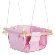 SEGGIOLINO ALTALENA PER BAMBINI IN TESSUTO E LEGNO CON CUSCINO. 40X40X180CM. ROS