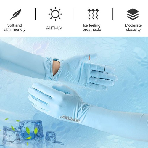 Ice Silk Sunscreen Arm Gloves Women Long Sleeve Touchscreen Gloves UV Protection - Picture 7 of 23