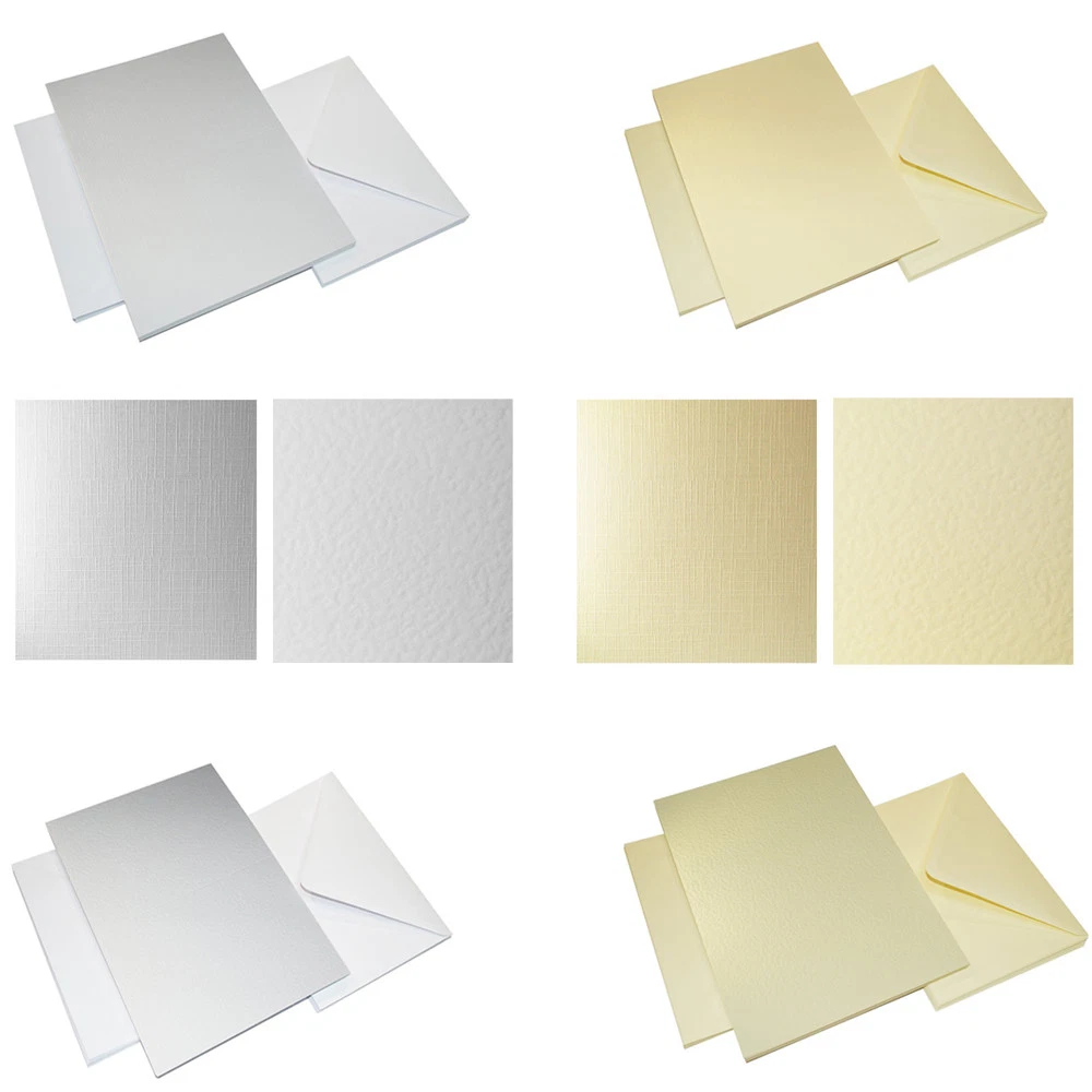 Tarjetas en blanco y sobres A5 C5 blanco marfil tarjeta texturizada para hacer invitaciones