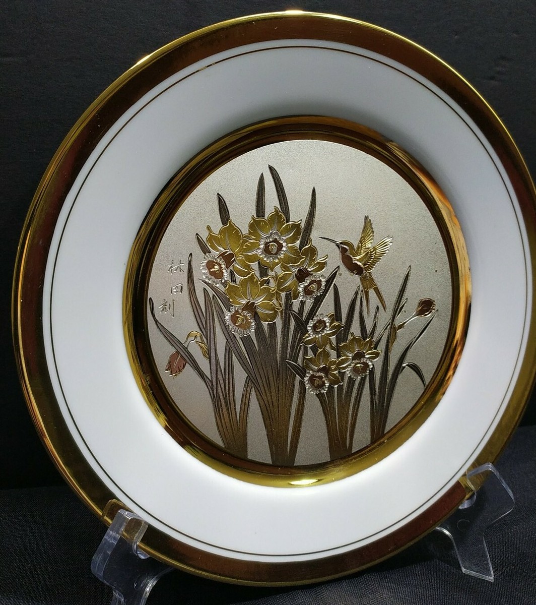 工芸品 CHOKIN ART 24KT Art of Chokin Plate, Home Decor, Collectibles, 24 Kt Gold Plate