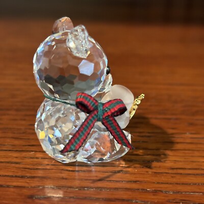 Crystal SWAROVSKI Christmas Kris Bear Plaid Bow Honey Pot