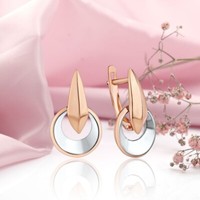 Rose Gold Rot/Weissgold 585 18X11Mm Damen Ohrringe Ohne Steinen Neu