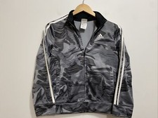 Adidas Youth Track Jacket Full Zip Size Youth Medium 10/12 Unisex Gray Black