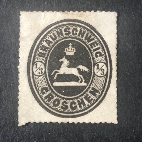 GERMANY, BRUNSWICK, SCOTT # 23, 1/3gr. VALUE.BLACK 1865 COAT OF ARMS ISSUE MNG