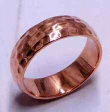 Solid Copper Hammer Domed Band Minimalist Healing Ring, Handmade, Unisex